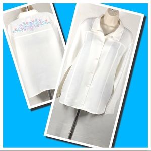 SUSAN GRAVER LINEN BUTTON DOWN BLOUSE